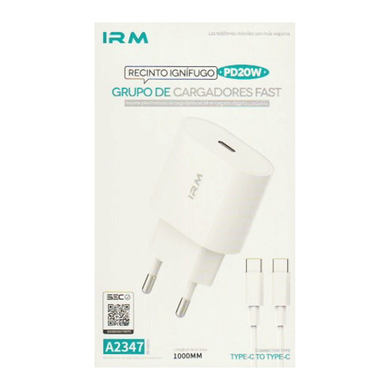 Cargador Celular Tipo C + Tipo C PD20w