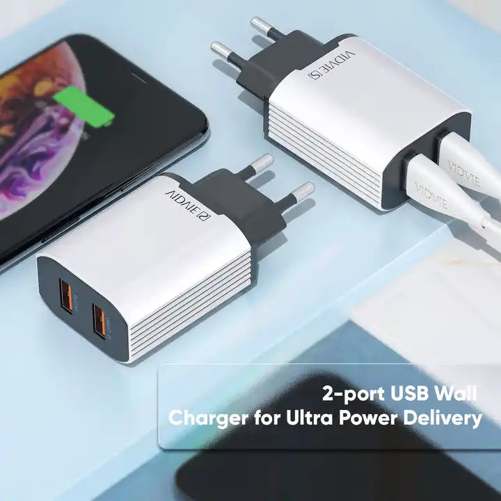 Cargador Celular con dos Puertos USB 2.4A + Cable micro USB